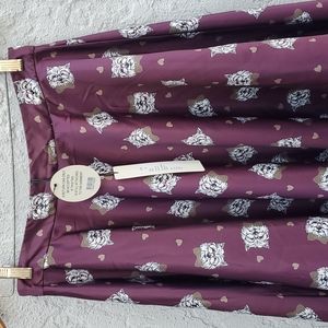 NWT Lindy Bop Plum Westie Dog Circle Swing Pin Up Skirt Size 8